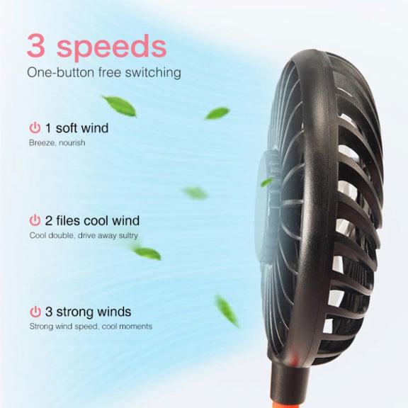 Creative Mini Hanging Neck Type Fan Outdoor LED Fan (Black)