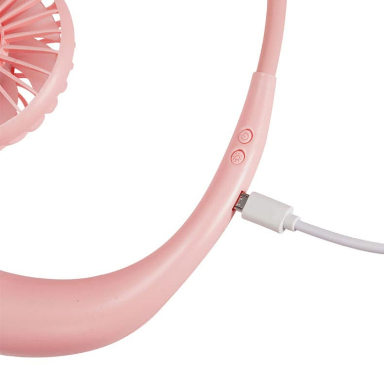 Creative Mini Hanging Neck Type Fan Outdoor LED Fan (Pink)