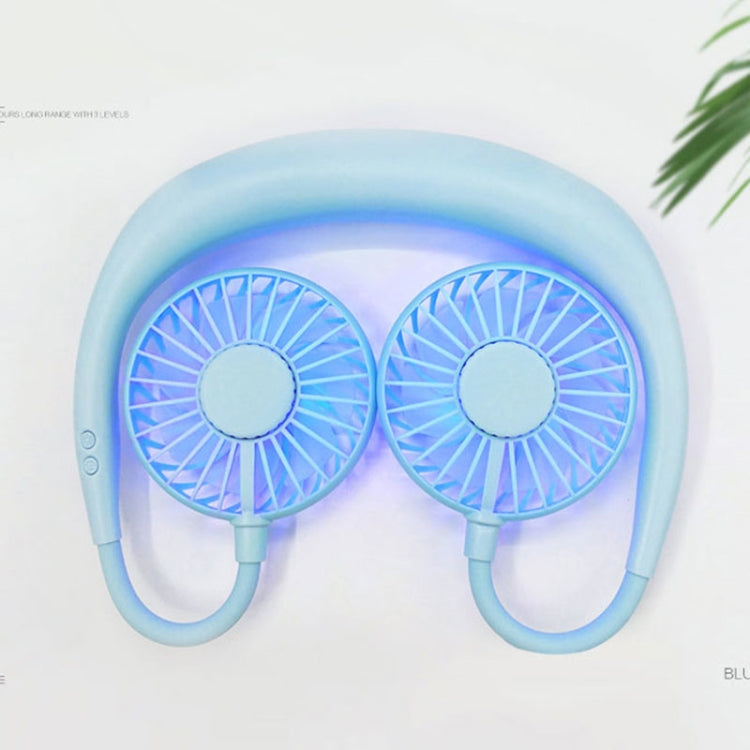 Creative Mini Hanging Neck Type Fan Outdoor LED Fan (Blue)