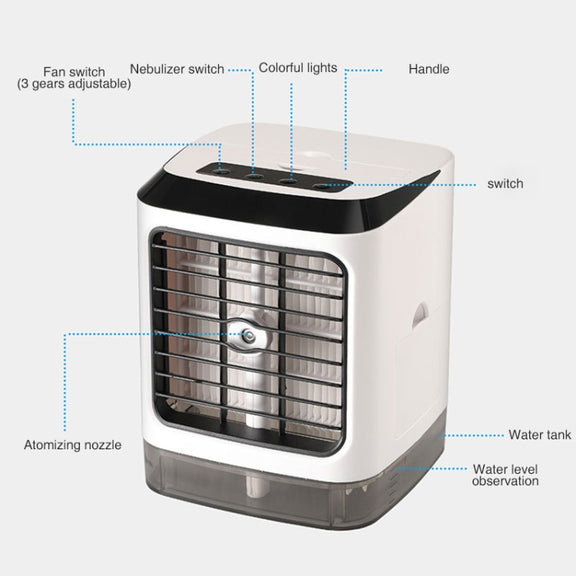 Mini Desktop Cooling Fan Humidifier Air Conditioning Fan Moisturizing Spray Fan(White)