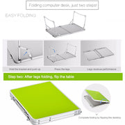 Plastic Mat Adjustable Portable Laptop Table Folding Stand Computer Reading Desk Bed Tray (Black)