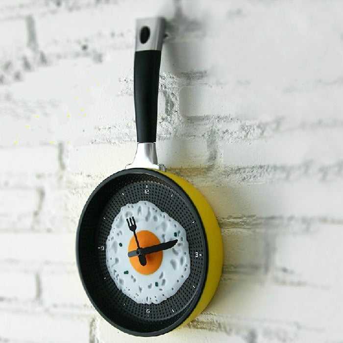 Fried Egg Pan Shape Creative Living Room Decorative Wall Clock (Yellow)