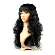 Colorful Wild-Curl Up Party Headwear Wavy Long PET Wigs For Female(Black)