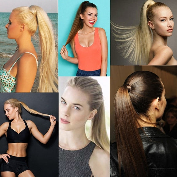 613H12# Invisible Seamless Bandage-style  Wig Long Straight Hair Wig Ponytail