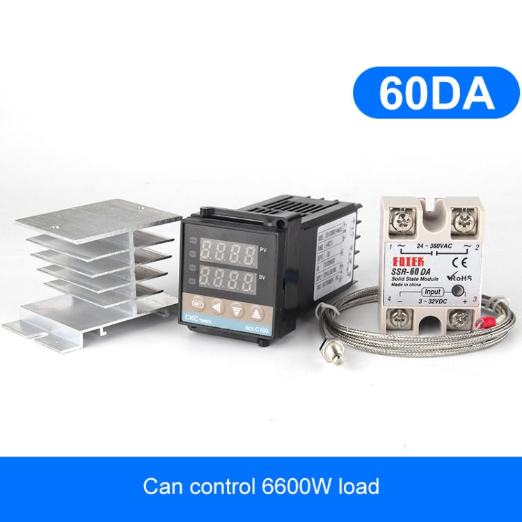 6600W REX-C100 Thermostat + Heat Sink + Thermocouple + SSR-60 DA Solid State Module Intelligent Temperature Control Kit