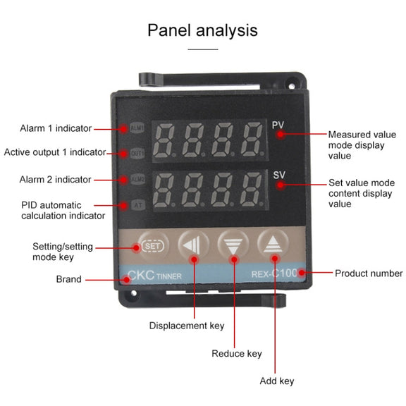 6600W REX-C100 Thermostat + Heat Sink + Thermocouple + SSR-60 DA Solid State Module Intelligent Temperature Control Kit
