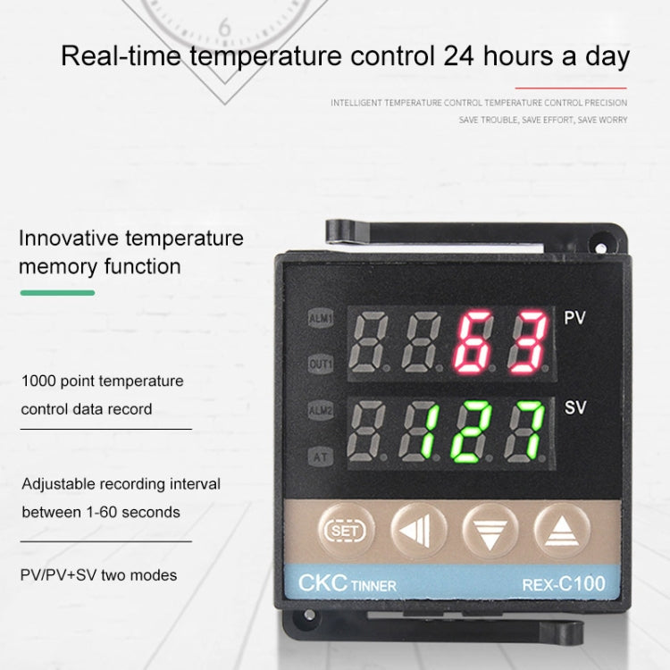 6600W REX-C100 Thermostat + Heat Sink + Thermocouple + SSR-60 DA Solid State Module Intelligent Temperature Control Kit