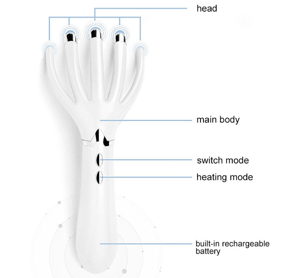 Mini Portable Multifunctional Head Massager Massage Comb, Battery Powered (Gold)