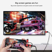 3 in 1 Micro USB + USB-C / Type-C + 8 Pin to HDMI HDTV Cable(Black)