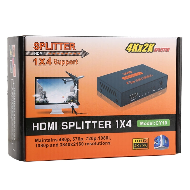 CY10 UHD 4K x 2K 3D 1 x 4 HDMI Splitter (UK Plug)