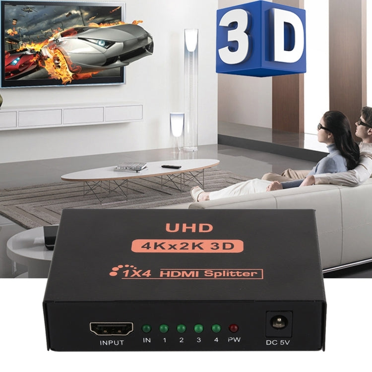 CY10 UHD 4K x 2K 3D 1 x 4 HDMI Splitter (US Plug)