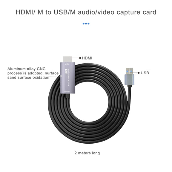Z36 HDMI Male to USB Male HD Video Capture Card, Cable Length: 2m