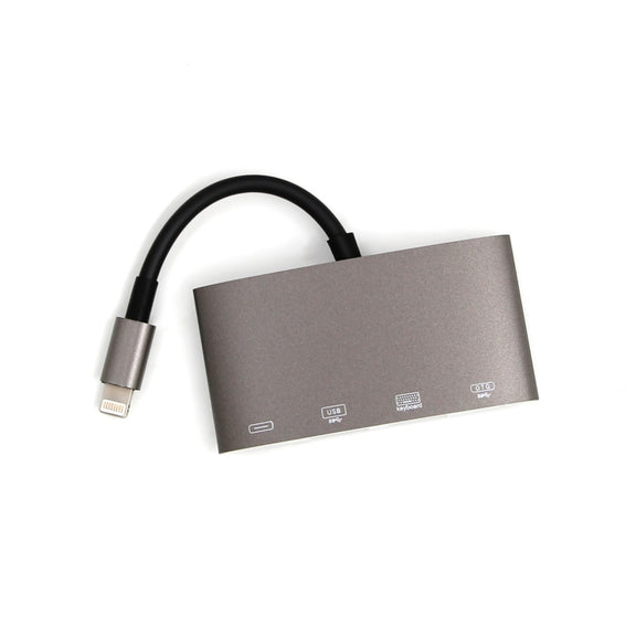 1040KEY 8 Pin to USB + Type-C / USB-C + OTG Multi-function Converter Adapter