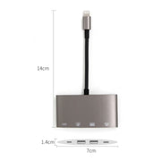 1040KEY 8 Pin to USB + Type-C / USB-C + OTG Multi-function Converter Adapter