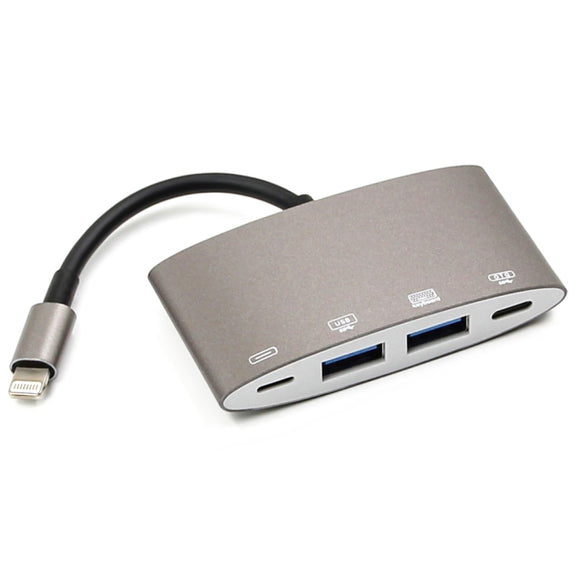 1040KEY 8 Pin to USB + Type-C / USB-C + OTG Multi-function Converter Adapter