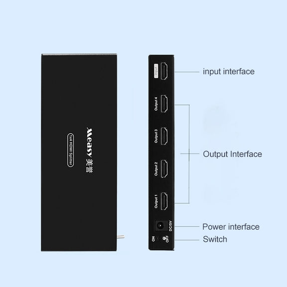 Measy SPH104 1 to 4 4K HDMI 1080P Simultaneous Display Splitter, US Plug