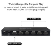 Measy SWH4651 4K 60Hz 5 In 1 Out HDMI Converter Switcher, Plug Type: EU Plug (Black)