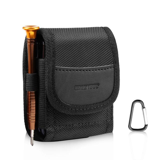 HAWEEL Flip Phone Nylon Cloth Belt Clip Carrying Pouch Bag (Black)