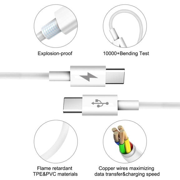 HAWEEL 25W 3A Type-C / USB-C to Type-C / USB-C PD Fast Charging Data Cable, Length: 1m