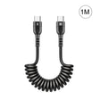 HAWEEL 1m 5A USB-C / Type-C to USB-C / Type-C Retractable Coiled PD Fast Charging Cable - USB-C & Type-C Cable by HAWEEL | Online Shopping South Africa | PMC TechLife | Buy Now Pay Later Mobicred
