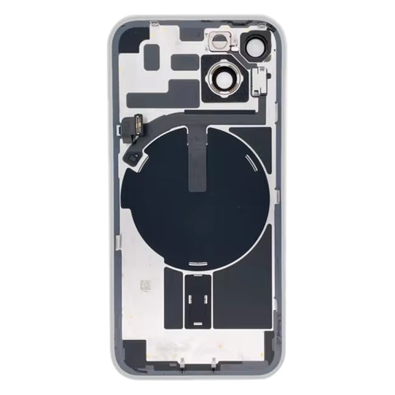 For iPhone 14 Glass Battery Back Cover with Flash Bracket + Wireless Charging Module(Black)