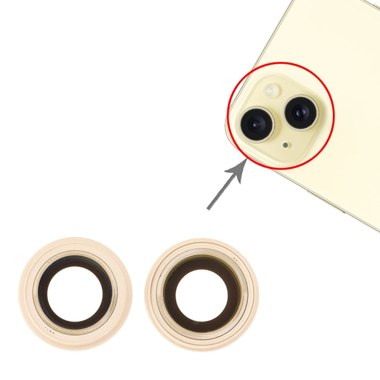 For iPhone 15 / 15 Plus 1set Camera Lens Cover (Yellow)