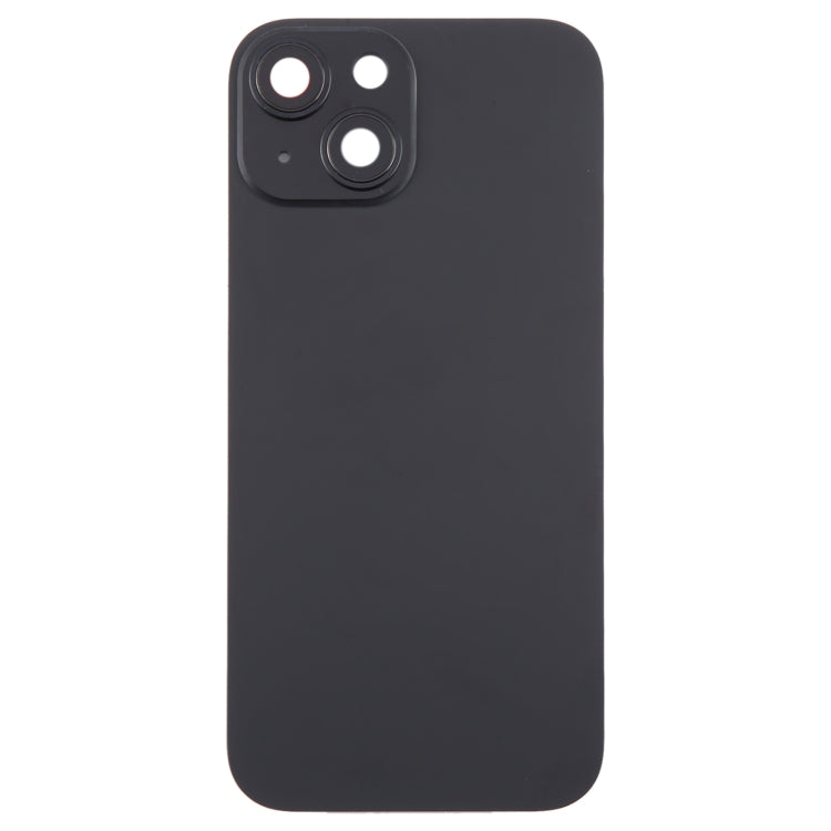 For iPhone 15 Plus Glass Battery Back Cover with Camera Lens Cover(Black)