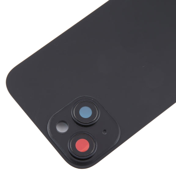 For iPhone 15 Plus Glass Battery Back Cover with Camera Lens Cover(Black)