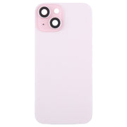 For iPhone 15 Plus Glass Battery Back Cover with Camera Lens Cover(Pink)