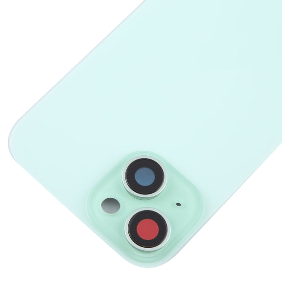 For iPhone 15 Plus Glass Battery Back Cover with Camera Lens Cover(Green)