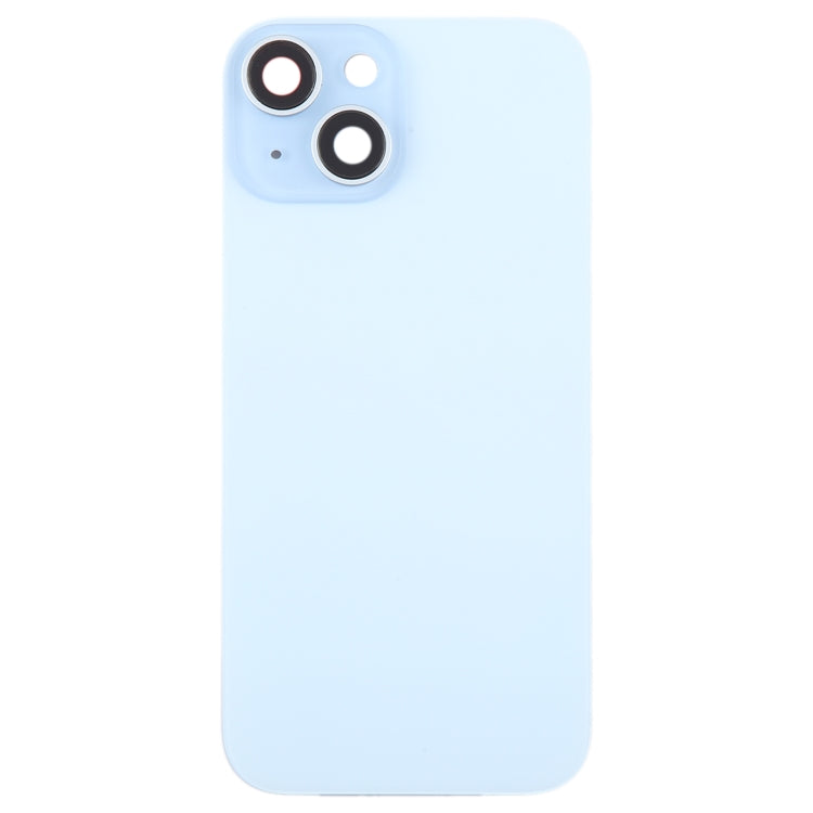 For iPhone 15 Plus Glass Battery Back Cover with Camera Lens Cover(Blue)