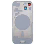 For iPhone 15 Plus Glass Battery Back Cover with Camera Lens Cover(Blue)