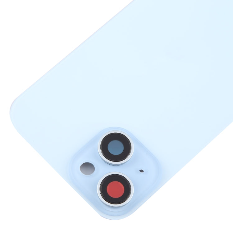 For iPhone 15 Plus Glass Battery Back Cover with Camera Lens Cover(Blue)