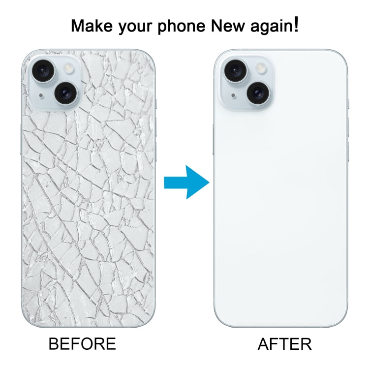 For iPhone 15 Plus Glass Battery Back Cover with Camera Lens Cover(Blue)