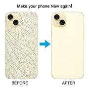 For iPhone 15 Plus Glass Battery Back Cover with Camera Lens Cover(Yellow)