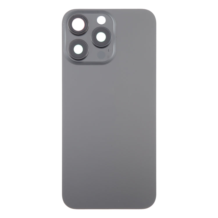 For iPhone 15 Pro Glass Battery Back Cover with Camera Lens Cover(Black)