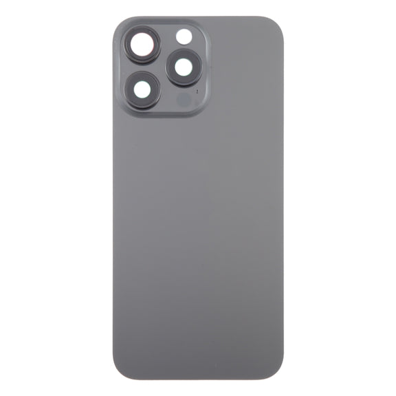For iPhone 15 Pro Glass Battery Back Cover with Camera Lens Cover(Black)
