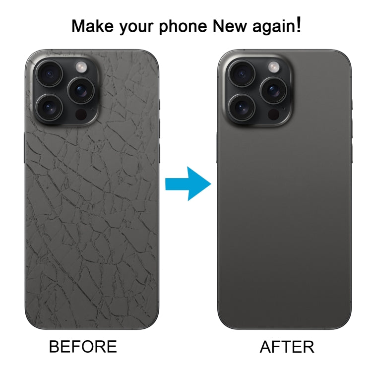 For iPhone 15 Pro Glass Battery Back Cover with Camera Lens Cover(Black)