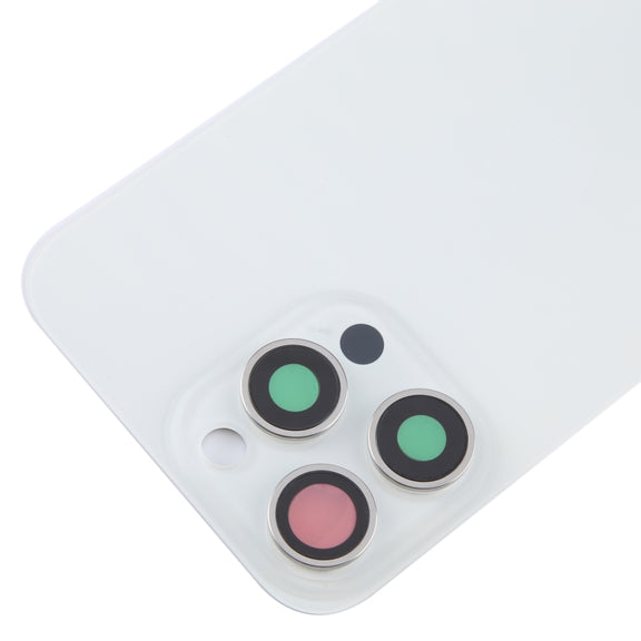 For iPhone 15 Pro Max Glass Battery Back Cover with Camera Lens Cover(White)