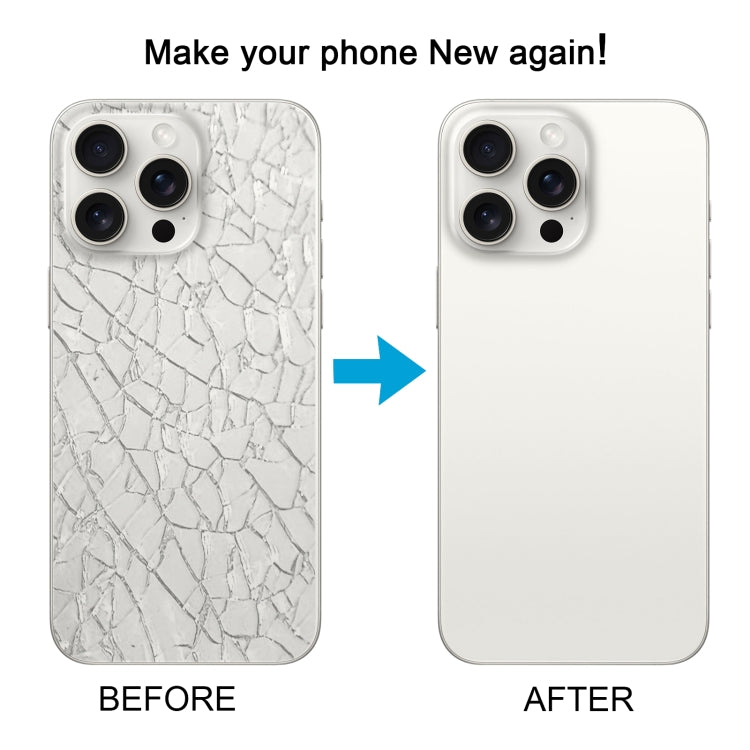 For iPhone 15 Pro Max Glass Battery Back Cover with Camera Lens Cover(White)