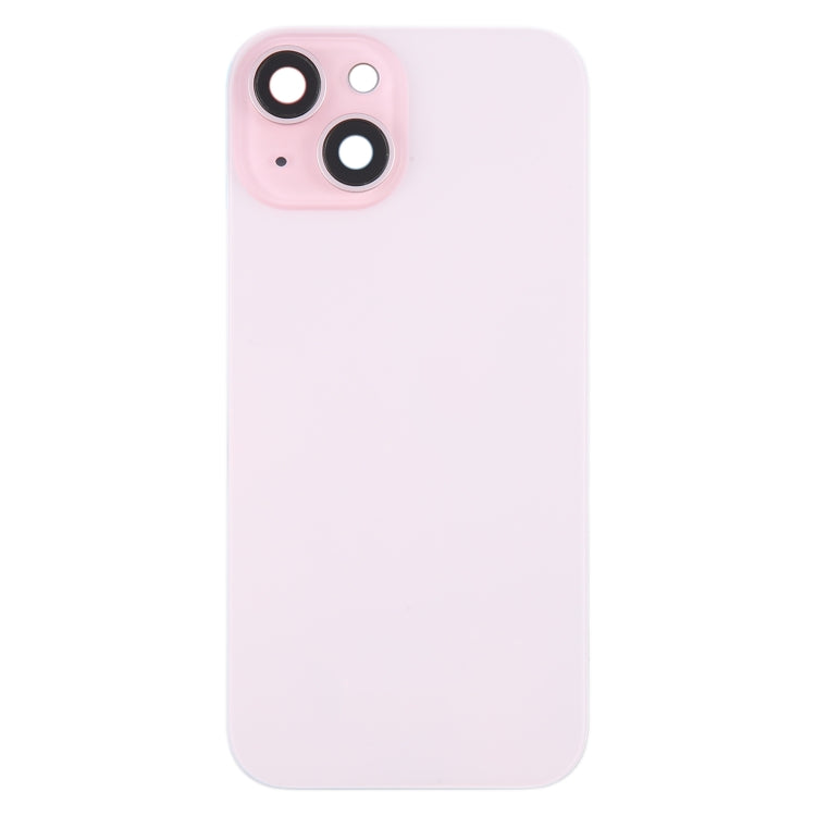 For iPhone 15 Plus Battery Back Cover with Camera Lens Cover + MagSafe Magnet(Pink)