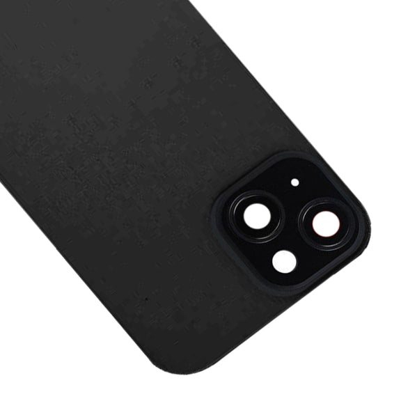 For iPhone 15 Plus Glass Battery Back Cover with Flash Bracket + Wireless Charging Module(Black)
