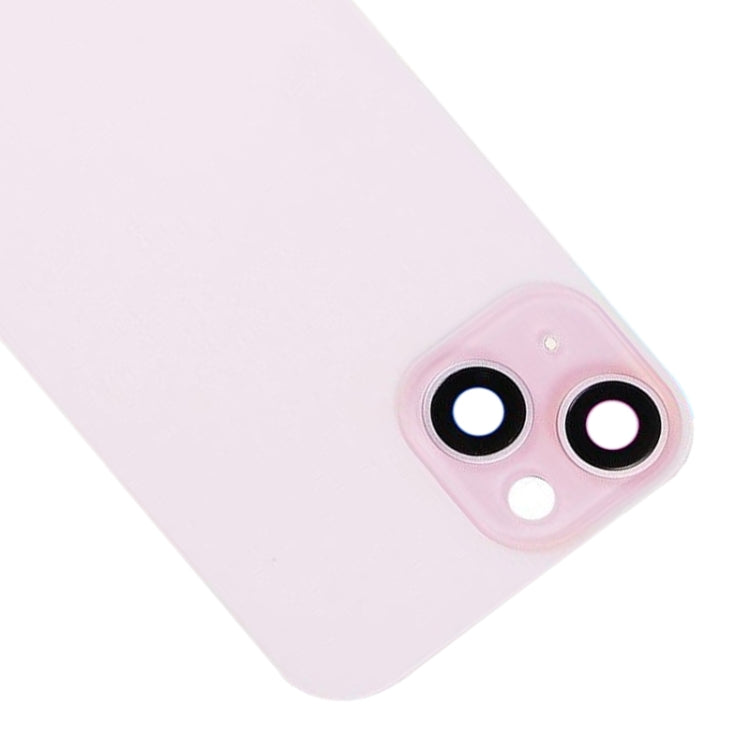 For iPhone 15 Plus Glass Battery Back Cover with Flash Bracket + Wireless Charging Module(Pink)