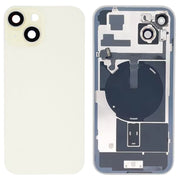 For iPhone 15 Plus Glass Battery Back Cover with Flash Bracket + Wireless Charging Module(Yellow)