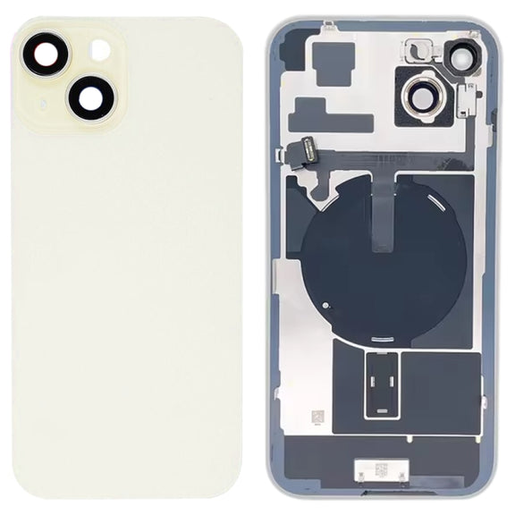 For iPhone 15 Plus Glass Battery Back Cover with Flash Bracket + Wireless Charging Module(Yellow)