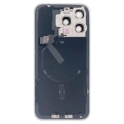For iPhone 15 Pro Max Glass Battery Back Cover with Flash Bracket + Wireless Charging Module(Blue)
