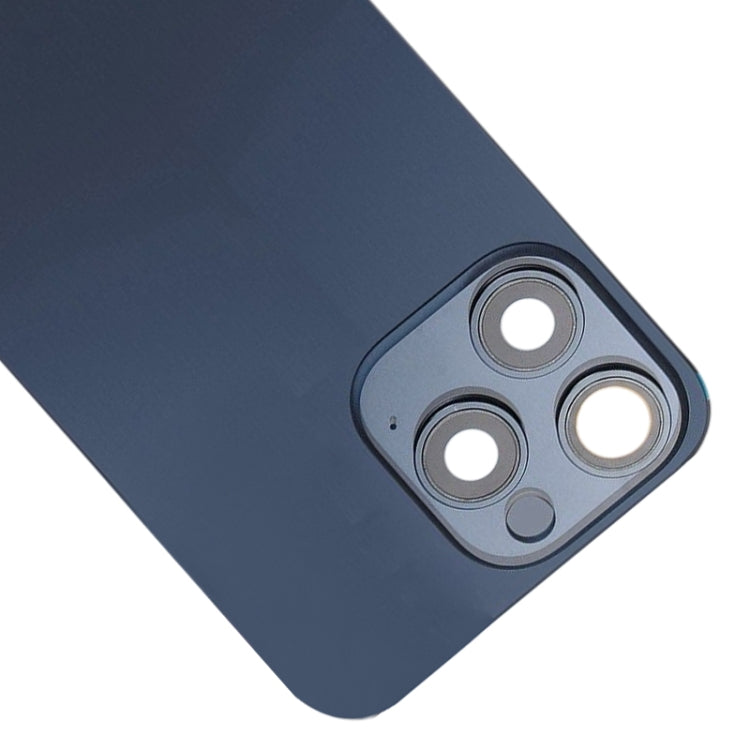 For iPhone 15 Pro Max Glass Battery Back Cover with Flash Bracket + Wireless Charging Module(Blue)
