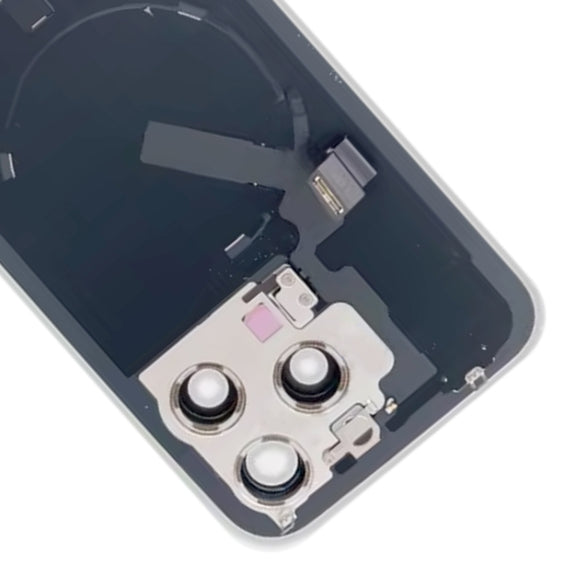 For iPhone 15 Pro Max Glass Battery Back Cover with Flash Bracket + Wireless Charging Module(Blue)