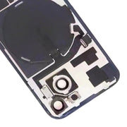 For iPhone 15 Glass Battery Back Cover with Flash Bracket + Wireless Charging Module(Black)