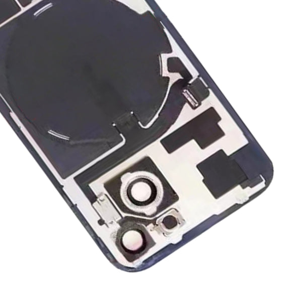 For iPhone 15 Glass Battery Back Cover with Flash Bracket + Wireless Charging Module(Black)